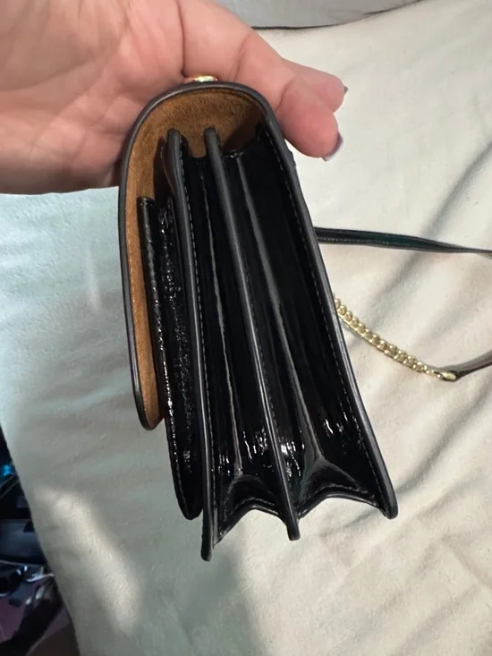 Coach Black Patent Leather Shoulder Bag with Gold Chain Strap - Picture 3 of 4